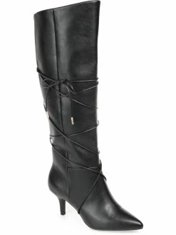 Buy 💯 Journee Collection Kaavia 👩 Womens Tie Up Kitten Heel Knee-High 🥾 Boots 👏