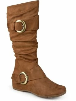 Promo 🎉 Journee Collection Jester 👩 Womens Polyester Buckled Mid-Calf 🥾 Boots 🧨