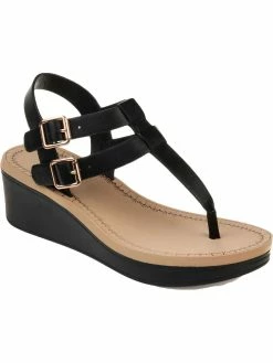 Best Pirce 😀 Journee Collection Bianca 👩 Womens Faux Leather Strappy Wedges 🔥
