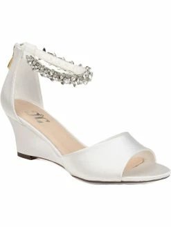 Discount 🌟 Journee Collection Connor 👩 Womens Satin Ankle Strap Wedge 🩴 Sandals 🤩
