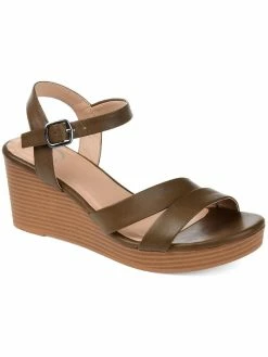 Best Pirce 😉 Journee Collection Reegan 👩 Womens Faux Leather Casual Wedge 🩴 Sandals ⌛
