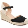 Promo 🤩 Journee Collection Ashlyn 👩 Womens Linen Ankle Strap Wedge 🩴 Sandals 👍