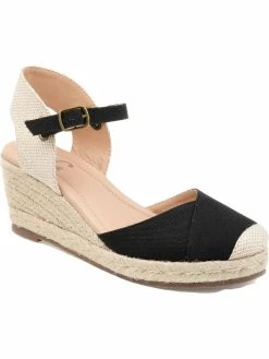Promo 🤩 Journee Collection Ashlyn 👩 Womens Linen Ankle Strap Wedge 🩴 Sandals 👍