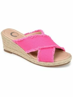 Deals 👍 Journee Collection Shanni 👩 Womens Denim Slip-On Wedge 🩴 Sandals ❤️