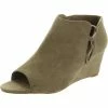Hot Sale 🧨 Journee Collection Falon 👩 Womens Faux Suede Peep Toe Wedge 🩴 Sandals 😍