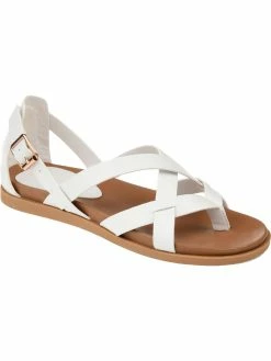 Flash Sale ✔️ Journee Collection Ziporah 👩 Womens Faux Leather Strappy Flat 🩴 Sandals 🥰