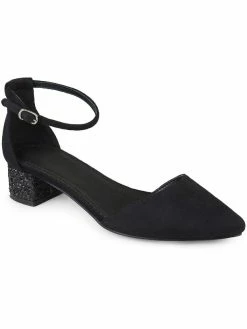 Discount 💯 Journee Collection Maisy 👩 Womens Faux Suede Ankle Strap Pointed Toe 👠 Heels 💯