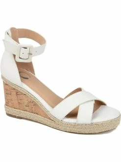 Promo 👏 Journee Collection Telyn 👩 Womens Faux Leather Ankle Strap Wedge 🩴 Sandals 😀