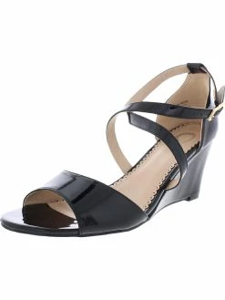 Deals 😀 Journee Collection Stacey 👩 Womens Patent Open-Toe Wedge 🩴 Sandals 🤩