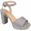 Discount 😉 Journee Collection Nairri 👩 Womens Faux Suede Open Toe Heel 🩴 Sandals 😍