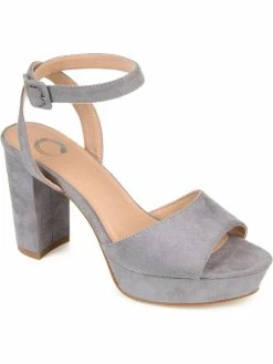 Discount 😉 Journee Collection Nairri 👩 Womens Faux Suede Open Toe Heel 🩴 Sandals 😍