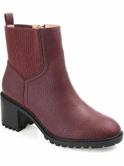 Best Sale 🥰 Journee Collection Hallie 👩 Womens Faux Leather Block Heel Ankle 🥾 Boots ⌛