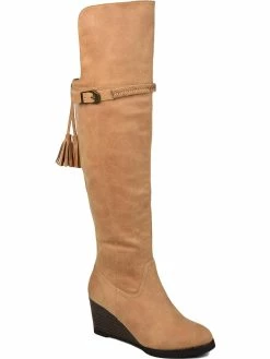 Discount ๐ฅฐ Journee Collection Jezebel ๐ฉ Womens Faux Suede Braided Buckle Wedge ๐ฅพ Boots ๐คฉ