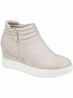 Best deal 🥰 Journee Collection Remmy 👩 Womens Faux Leather Wedges Ankle 🥾 Boots 👏