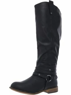 Promo 🛒 Journee Collection Walla 👩 Womens Faux Leather Almond Toe Knee-High 🥾 Boots ⭐