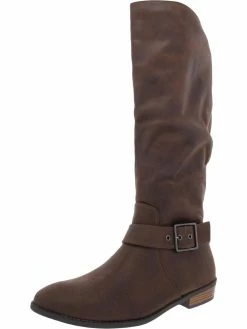 Promo 😍 Journee Collection Winona 👩 Womens Faux Leather Wide Calf Riding 🥾 Boots 👍