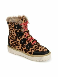 New π Journee Collection GLACIER π© Womens Faux Leather Leopard Print Shearling π₯Ύ Boots π