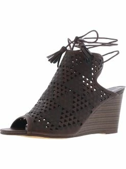 New 👍 Journee Collection Tandra 👩 Womens Faux Leather Open Toe Wedge 🩴 Sandals 🥰