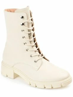 Flash Sale โ Journee Collection Madelynn ๐ฉ Womens Faux Leather Ankle Combat & Lace-up ๐ฅพ Boots ๐