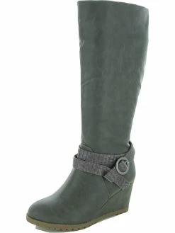 Cheapest 🌟 Journee Collection Garin 👩 Womens Faux-Leather Wedge Knee-High 🥾 Boots ⭐