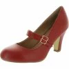 Discount 🧨 Journee Collection Windy 👩 Womens Faux Leather Strappy Mary Jane 👠 Heels ✔️