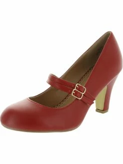 Discount 🧨 Journee Collection Windy 👩 Womens Faux Leather Strappy Mary Jane 👠 Heels ✔️