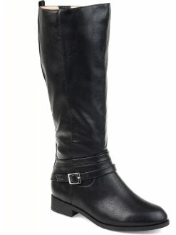 Best Sale ⭐ Journee Collection Ivie 👩 Womens Faux Leather Buckle Riding 🥾 Boots ✨