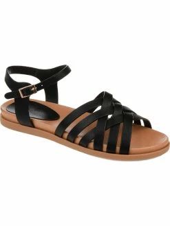 Deals 🔔 Journee Collection Kimmie 👩 Womens Faux Leather Ankle Strap Flat 🩴 Sandals ✨